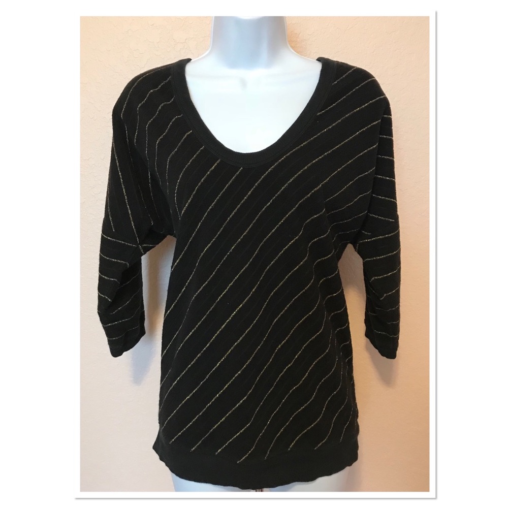 Juicy Couture Black Gold Shimmer Striped Sweater S